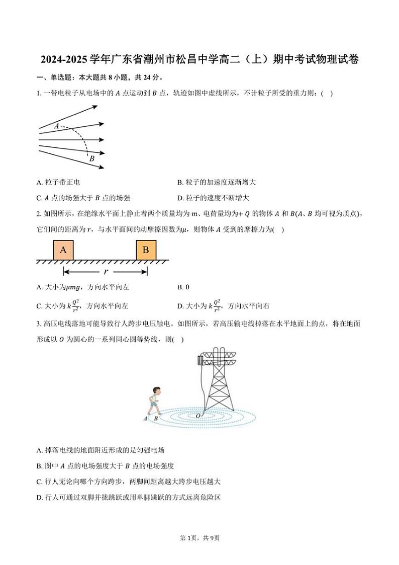 2024～2025学年广东省潮州市松昌中学高二(上)期中物理试卷(含答案)第1页