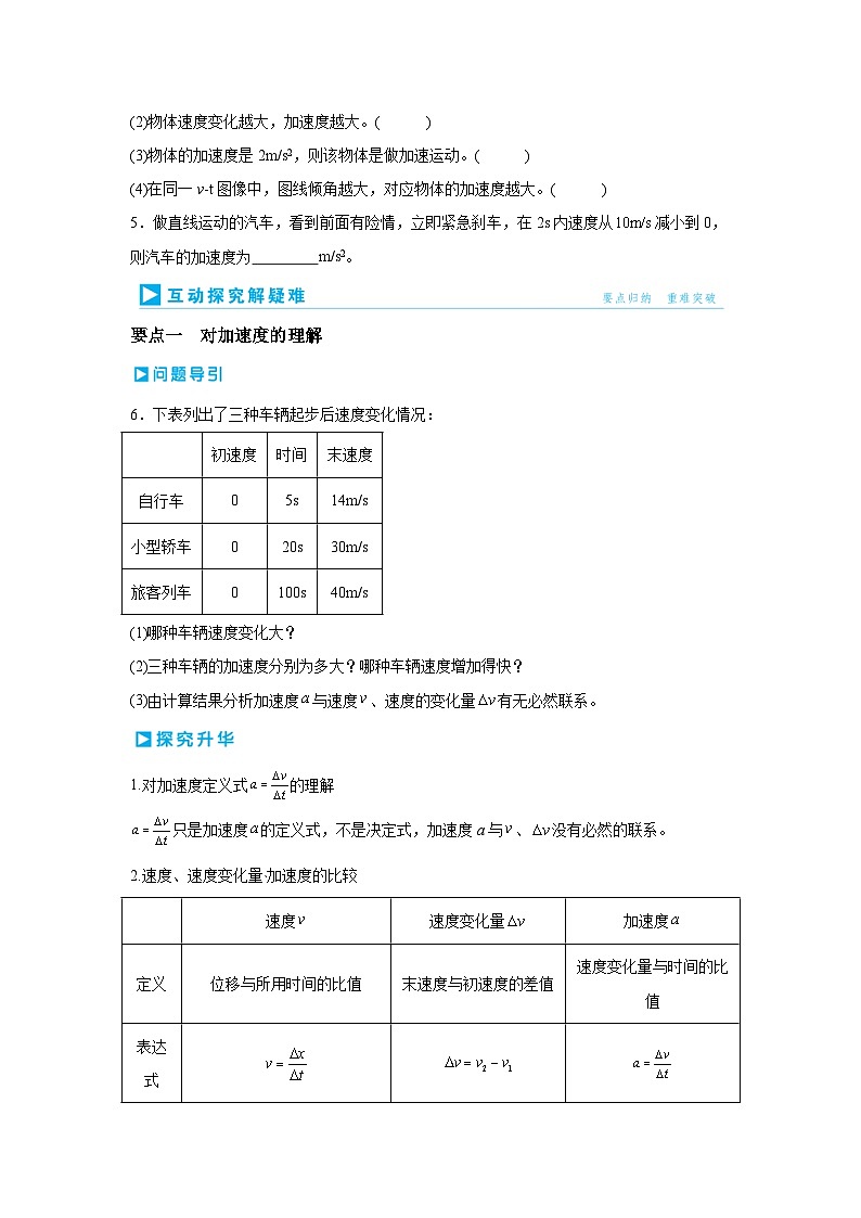 4.速度变化快慢的描述—加速度2024-2025学年高中物理必修第一册同步练习与测试（人教版2019）第2页