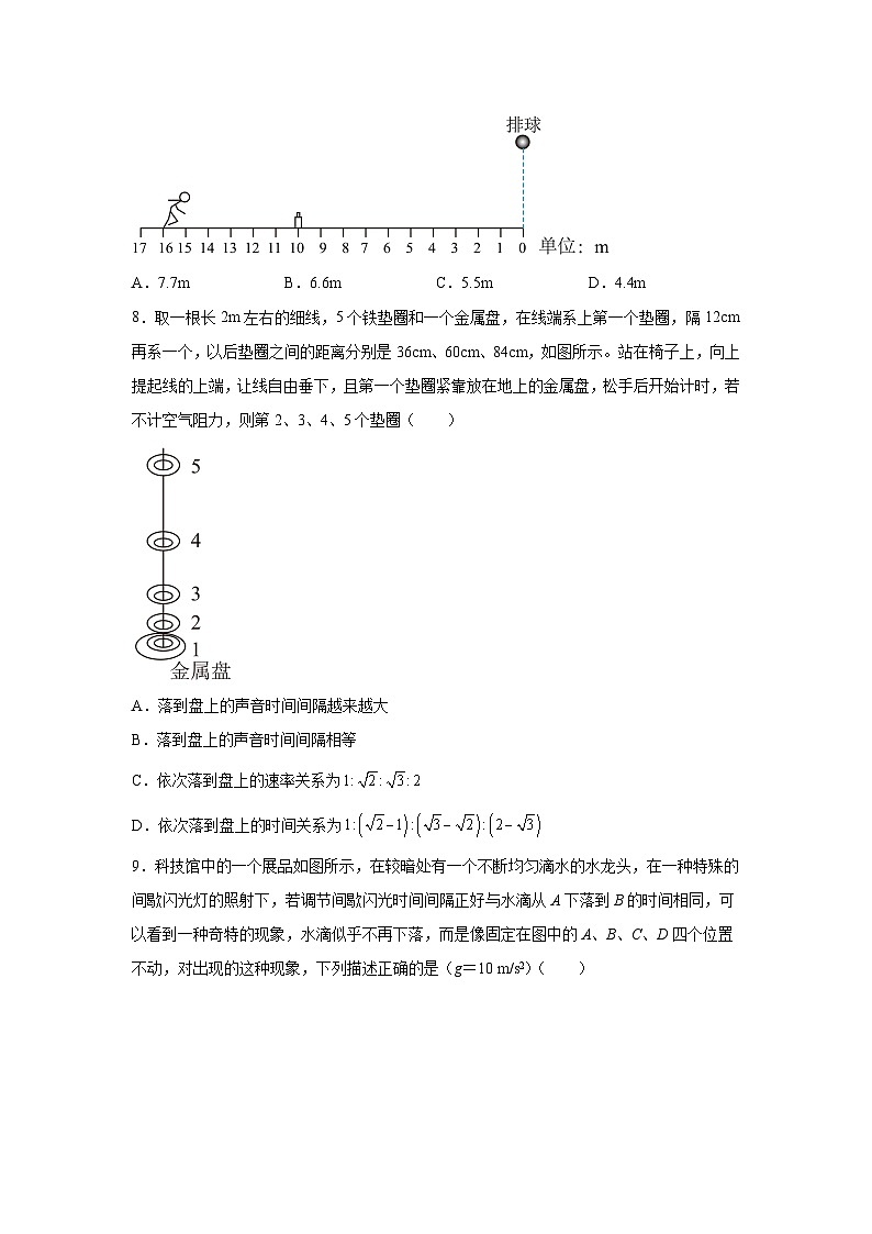 训练8自由落体运动-2024-2025学年高中物理必修第一册同步练习与测试（人教版2019）第3页