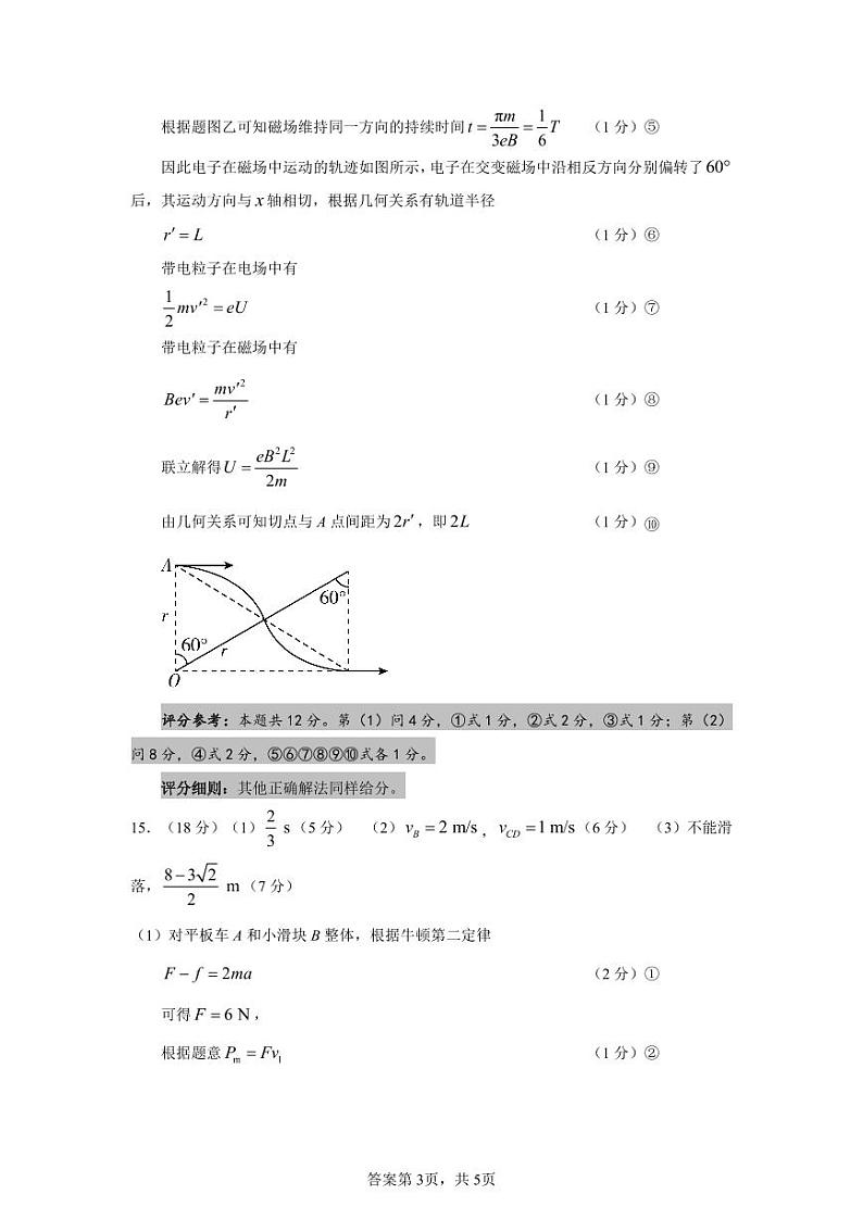 东北三省精准教学2024年12月高三联考 物理 答案(1)第3页