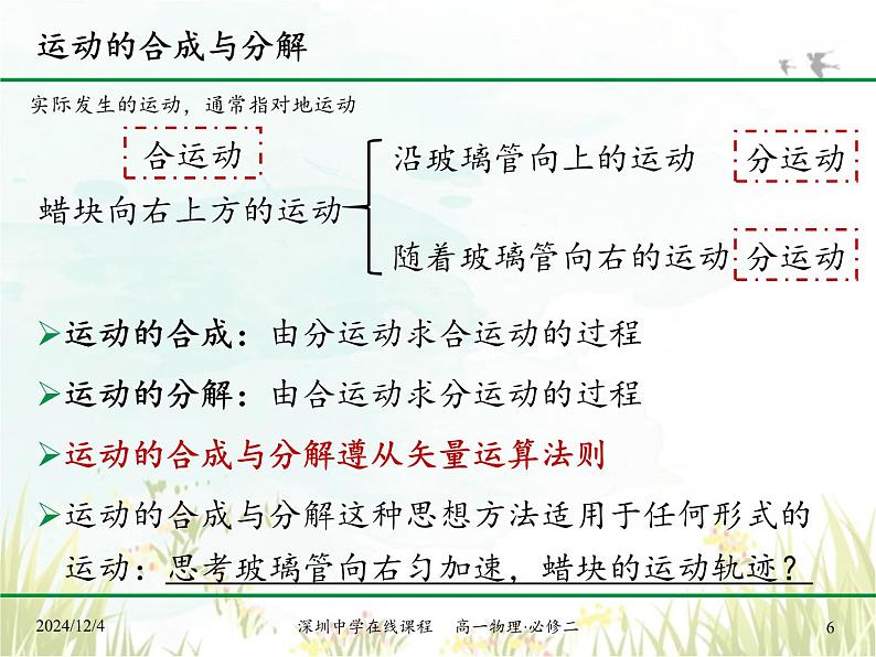 5.2 运动的合成与分解 课件 高一下学期物理人教版（2019）必修第二册第6页