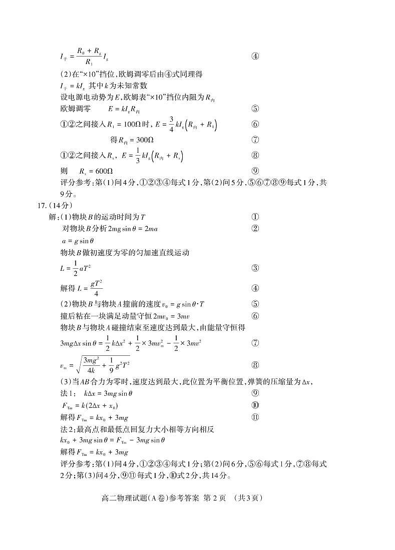 2024.11高二物理答案（A卷）_Print第2页