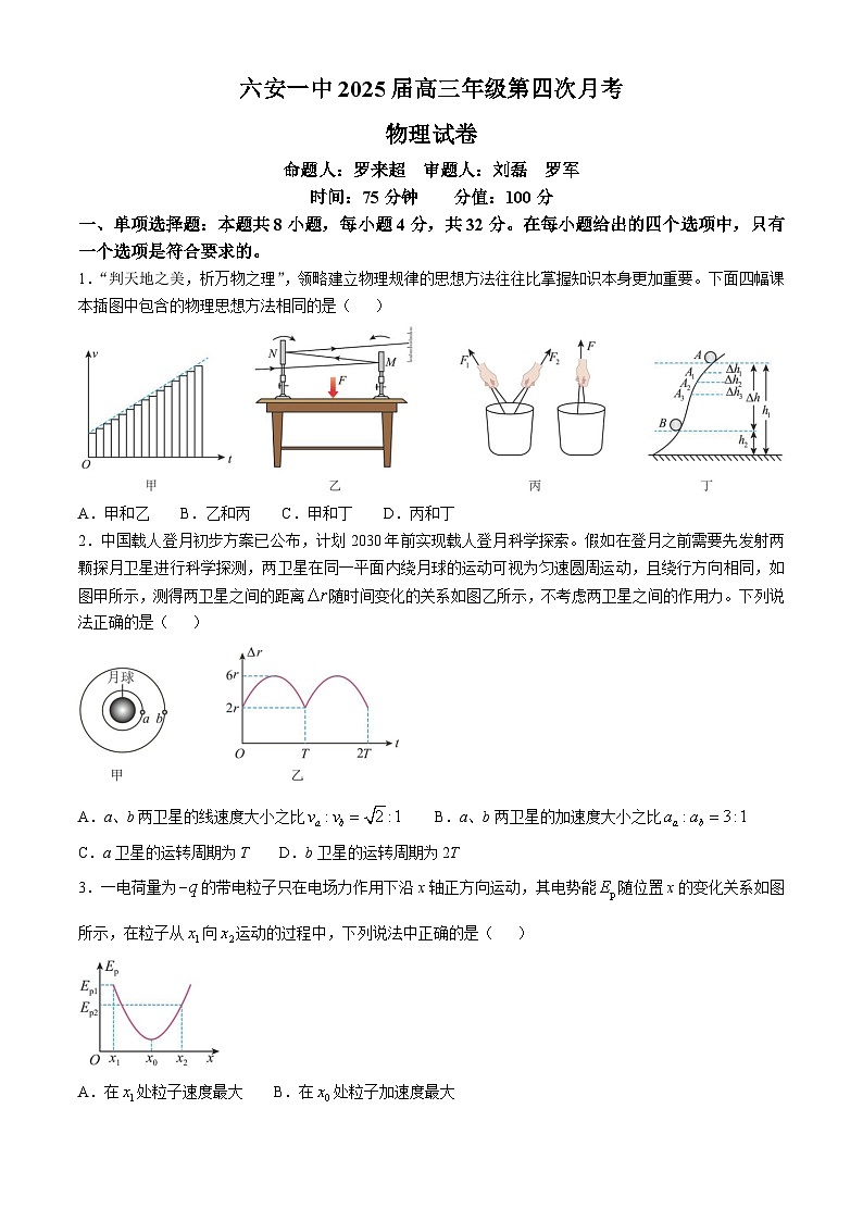 安徽省六安第一中学2024-2025学年高三上学期11月月考物理+答案第1页