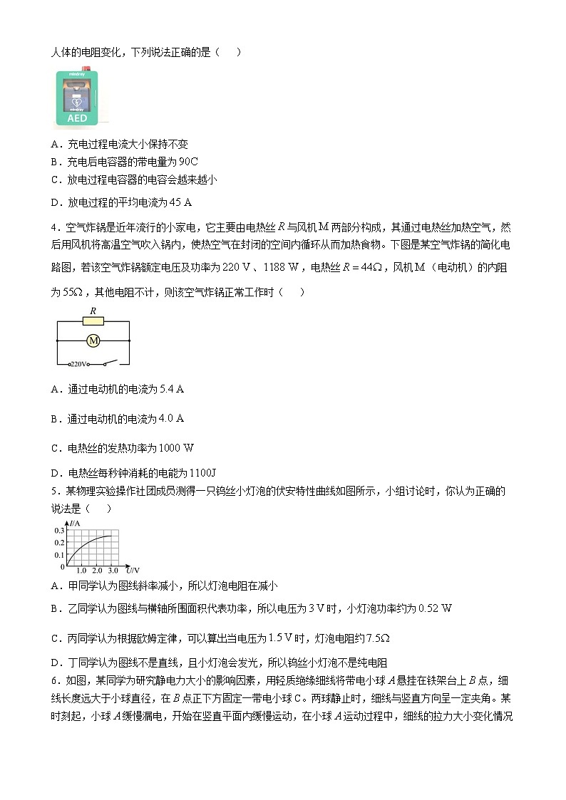 广东省深圳市翠园中学2024-2025学年高二上学期期中物理试卷(无答案)第2页