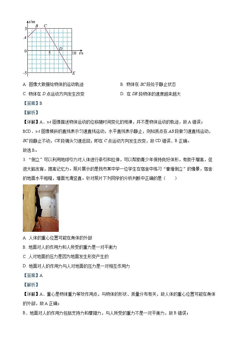 贵州省县中新学校计划项目2024-2025学年高一上学期期中物理试卷（解析版）-A4第2页