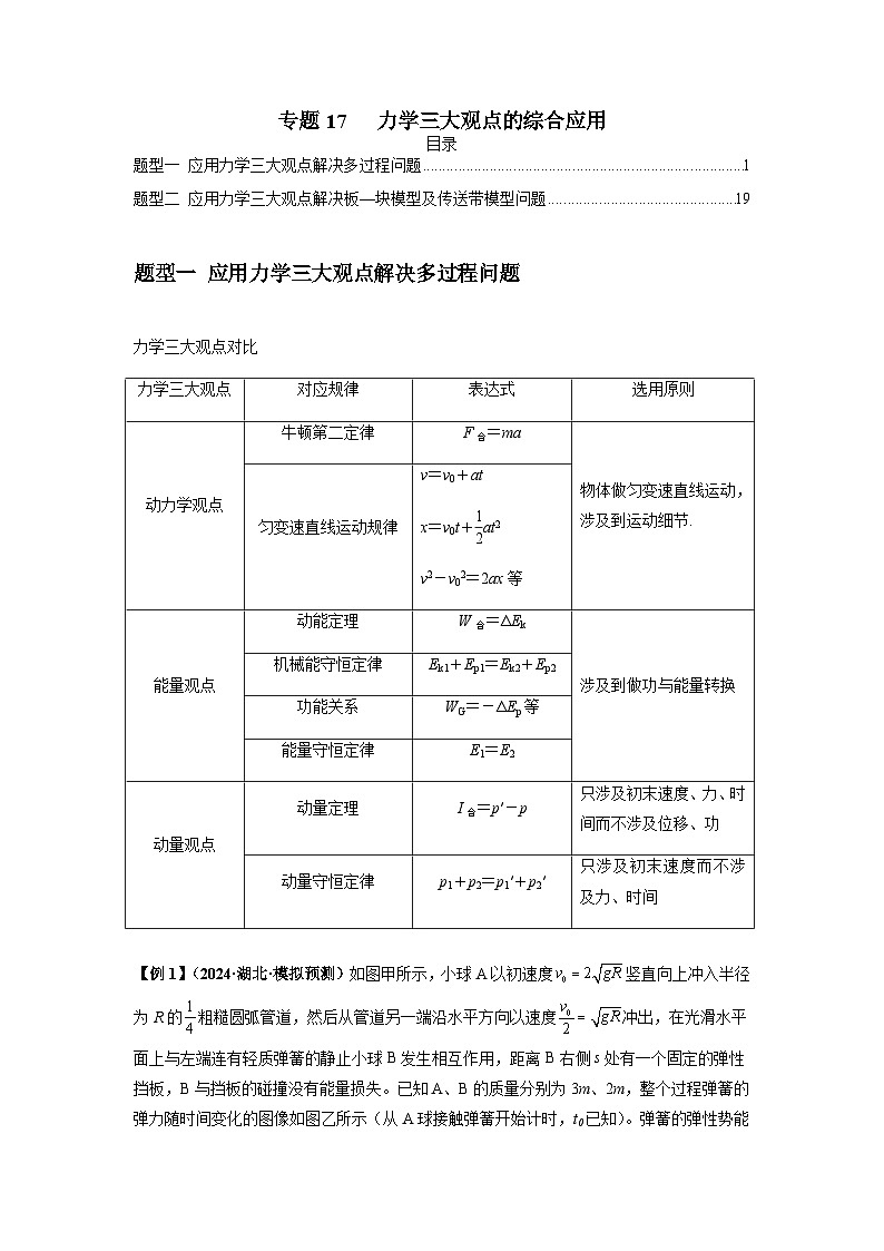 专题17   力学三大观点的综合应用（原卷版）第1页