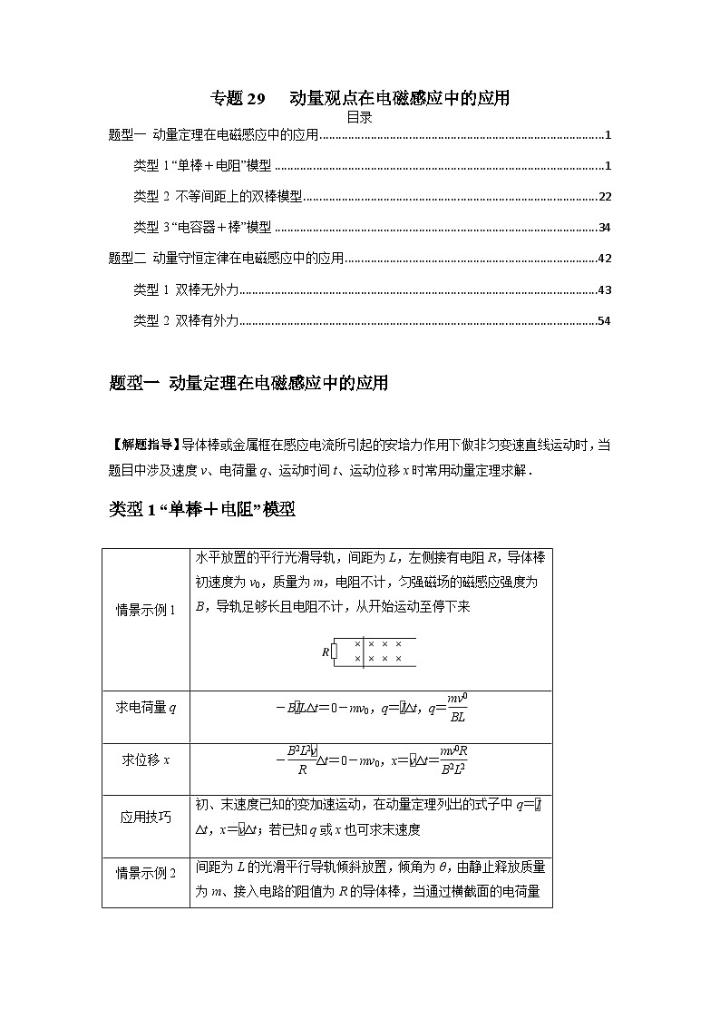 专题29   动量观点在电磁感应中的应用（原卷版）第1页