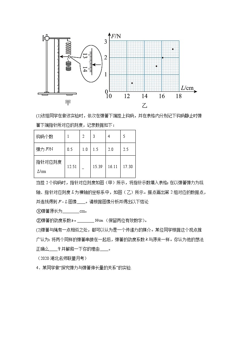 高中物理微专题-实验二 探究弹力和弹簧伸长的关系对点训练第3页
