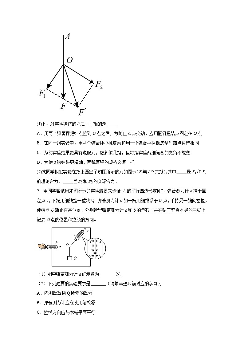 高中物理微专题-实验三 验证力的平行四边形定则训练第3页