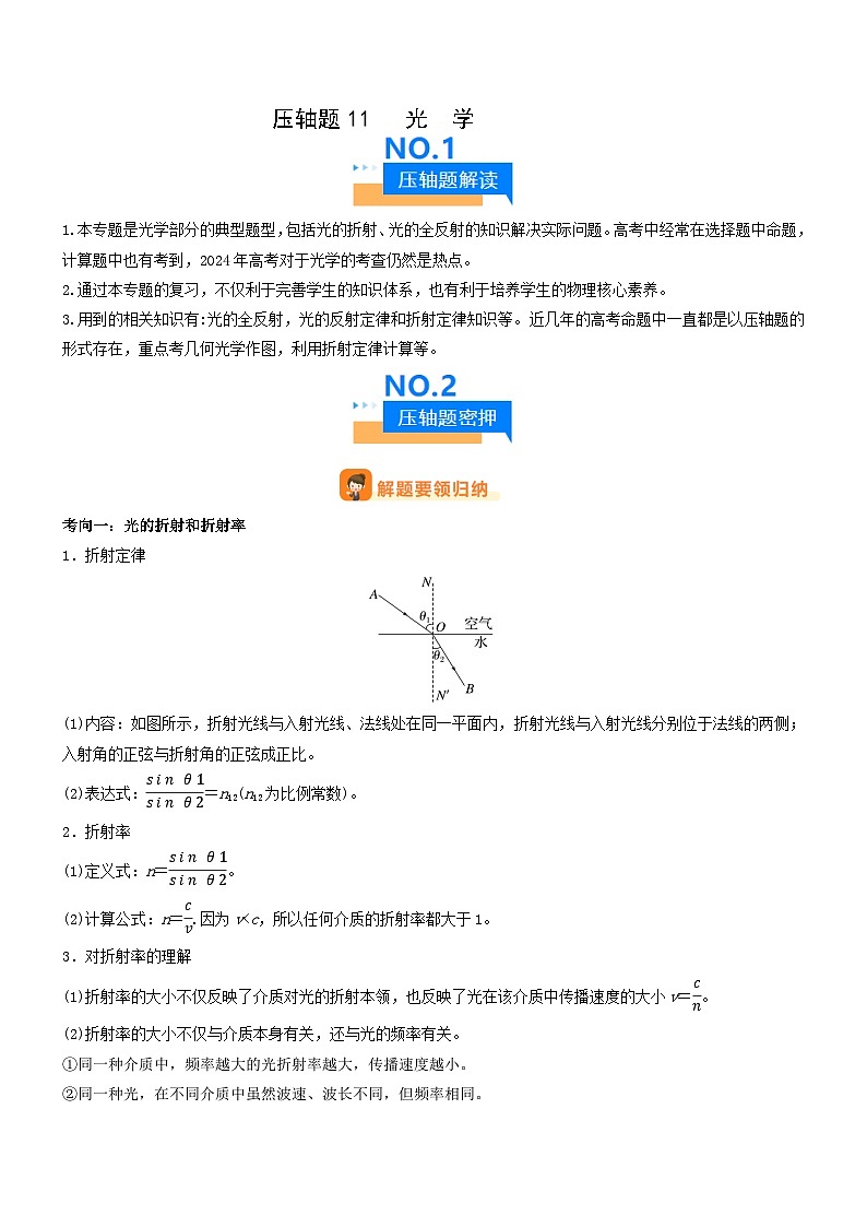 压轴题11 光学（解析版）第1页