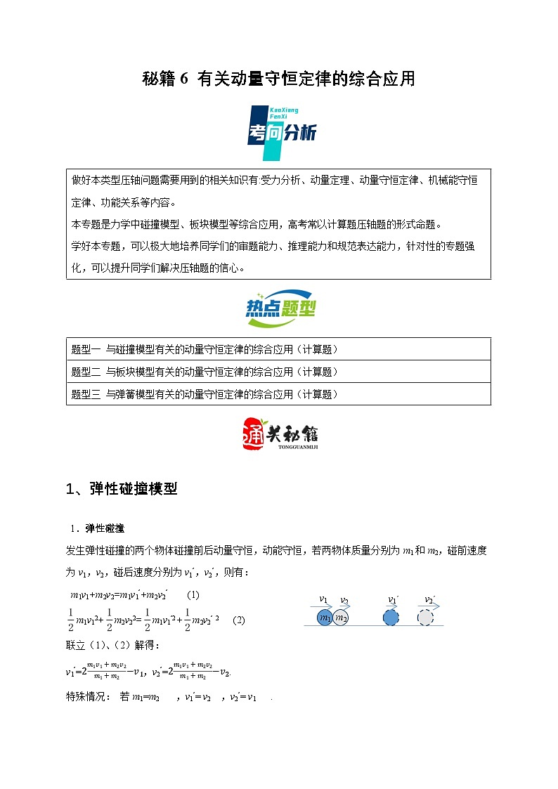 秘籍6 有关动量守恒定律的综合应用（解析版）第1页