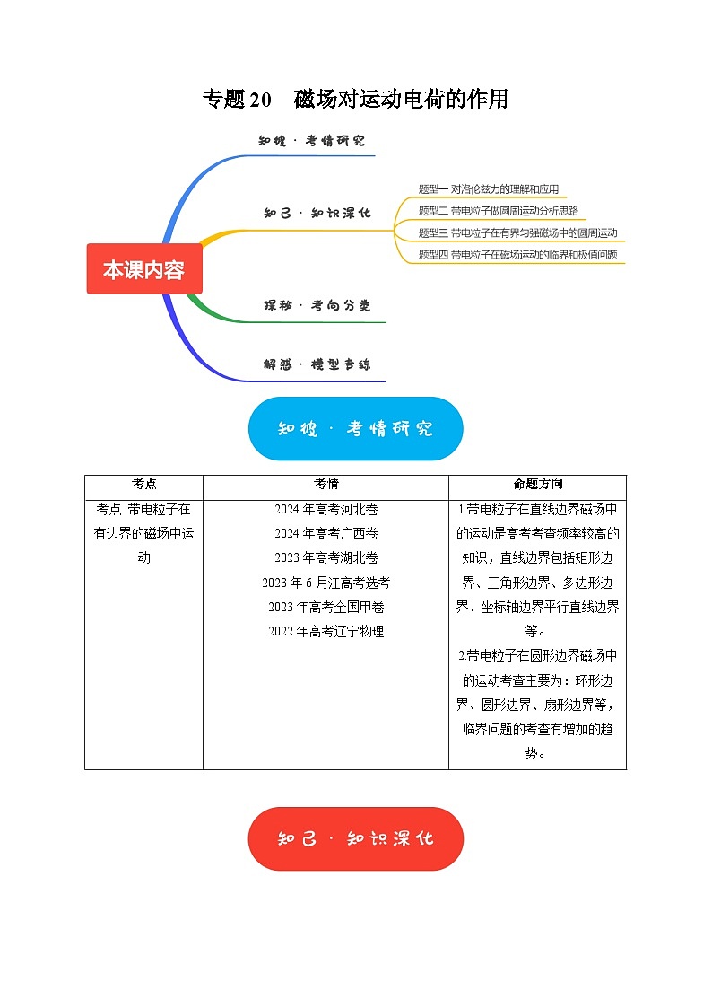专题20  磁场对运动电荷的作用（教师版）-2025年高考物理热点知识讲练与题型归纳（全国通用）第1页