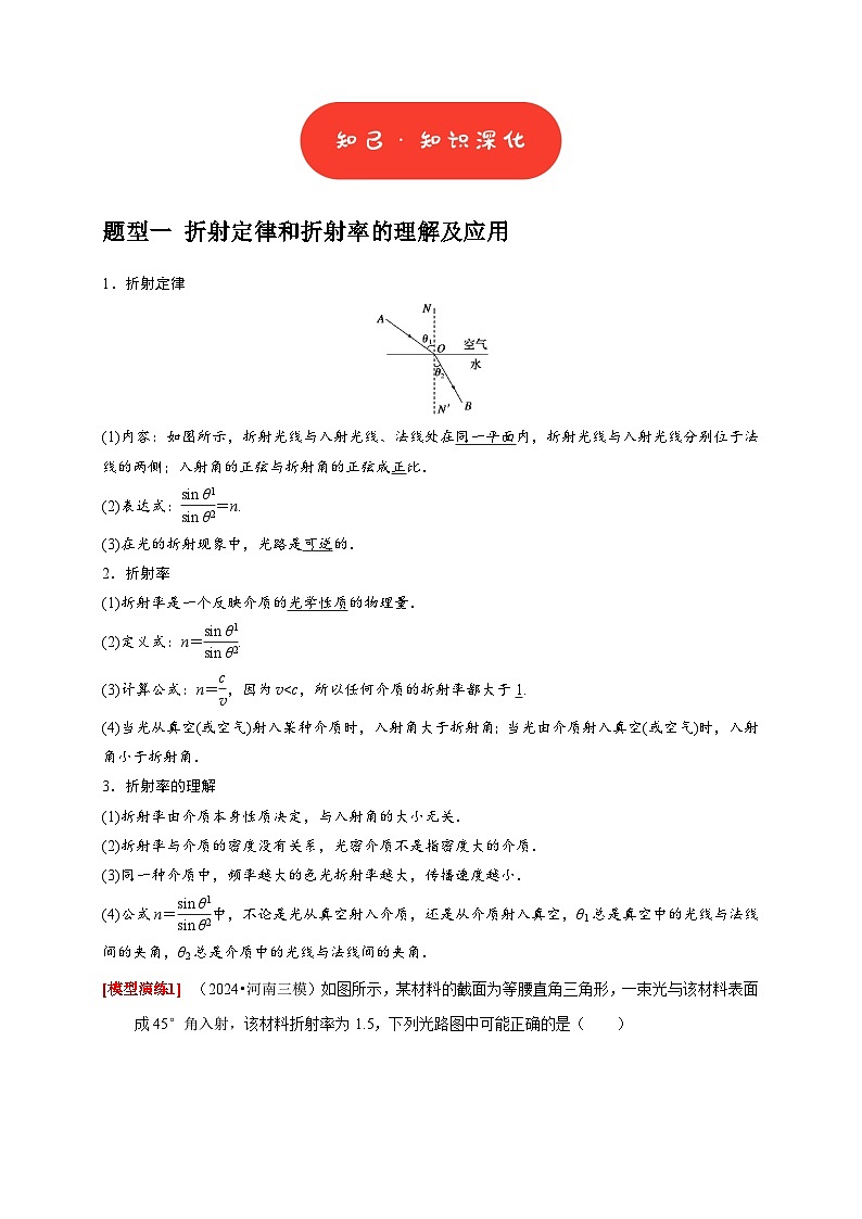 专题33  光的折射与全反射（学生版）-2025年高考物理热点知识讲练与题型归纳（全国通用）第2页