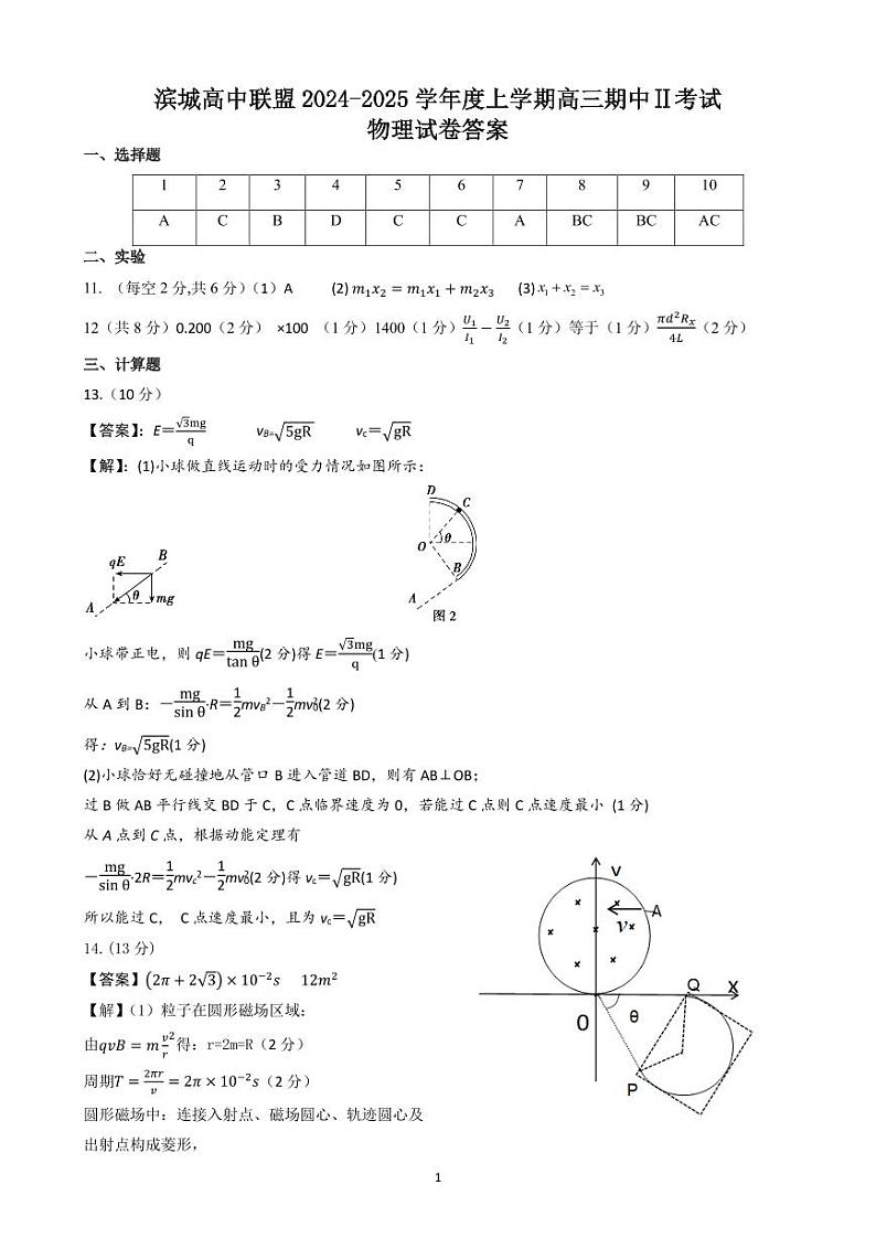 物理（参考答案）2024.11.28(1)第1页