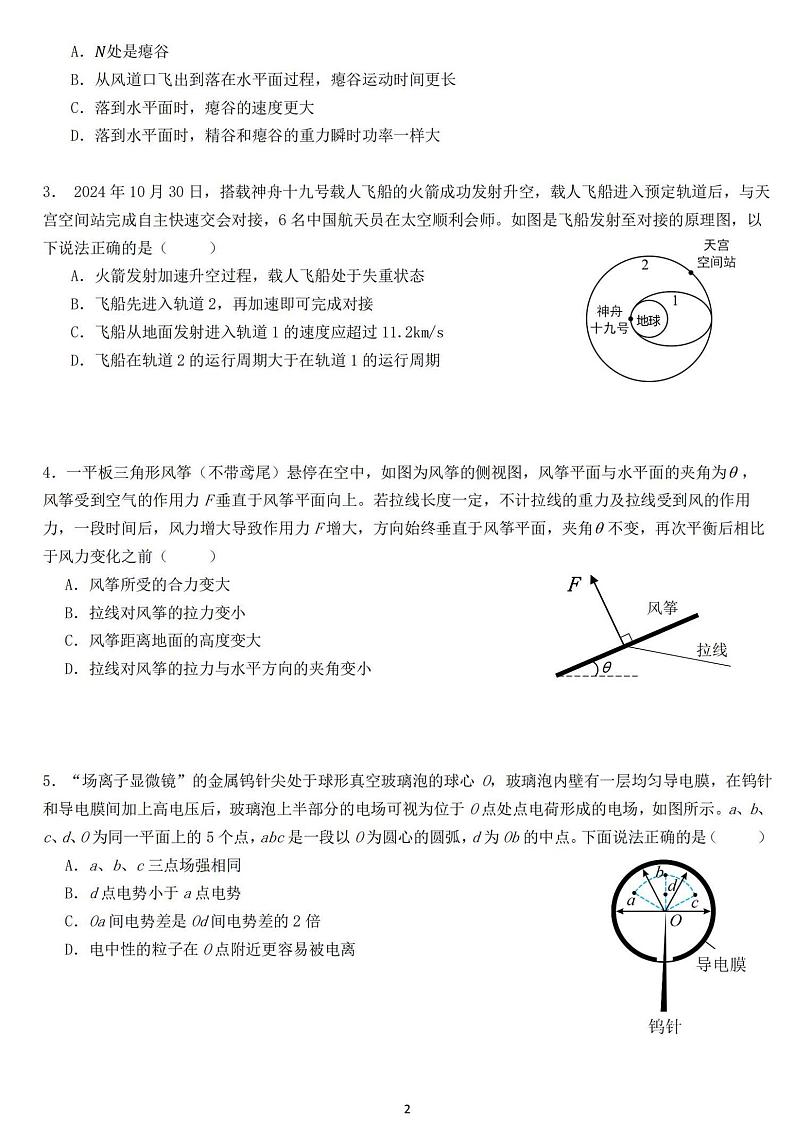 2025届广东省东莞中学、广州二中等六校高三上学期12月联考物理试题+答案第2页