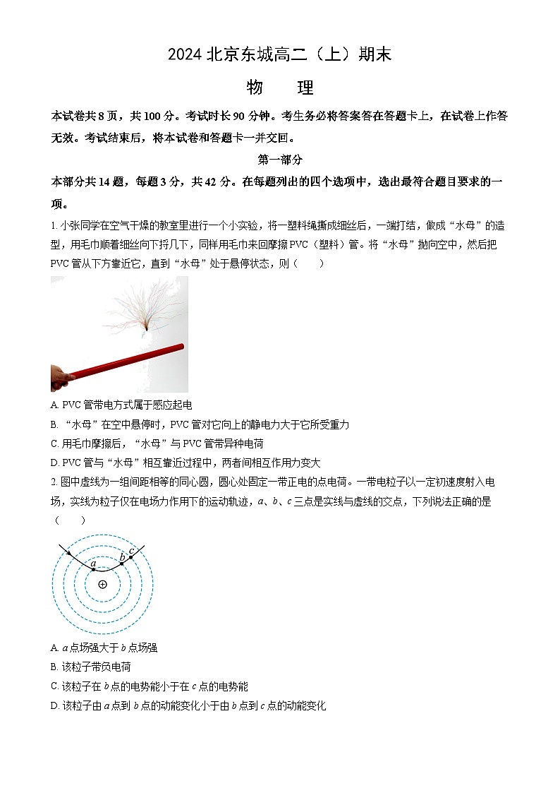 2024北京东城高二（上）期末物理试卷（教师版）第1页