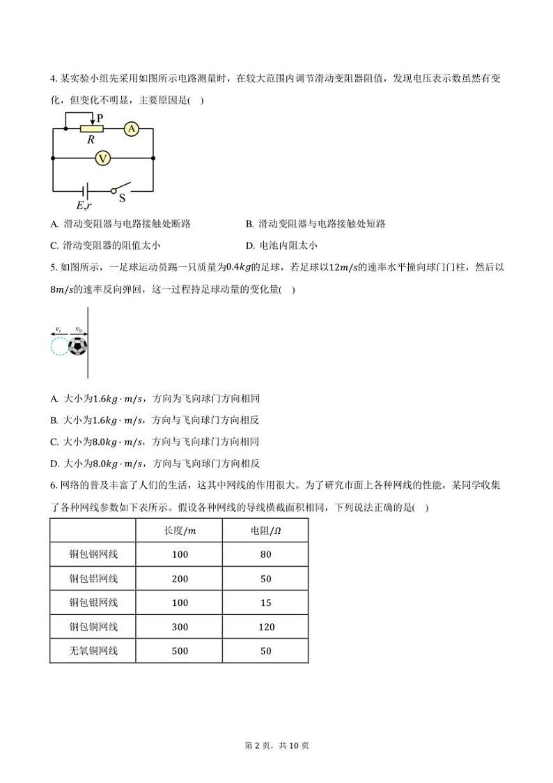 2024～2025学年江苏省无锡市玉祁高级中学高二(上)期中物理试卷(含答案)第2页