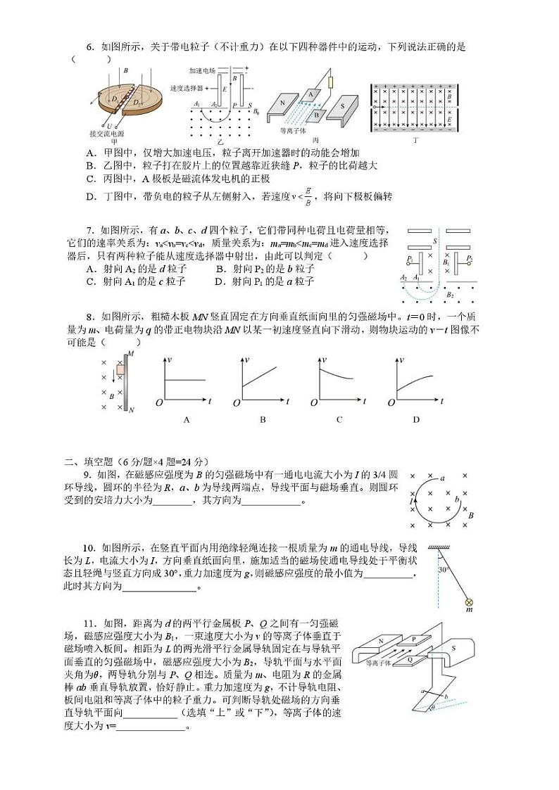 上海市延安中学2024-2025学年高二上学期12月月考物理试卷第2页
