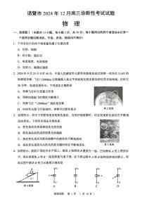 浙江省绍兴市诸暨市2024年12月高三上学期诊断性考试试题物理试题（PDF版，含答案）