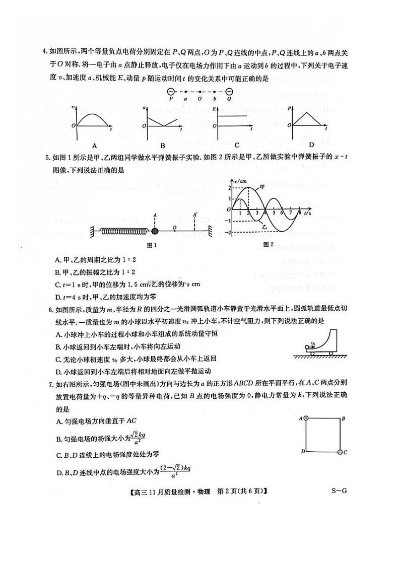 九师联盟2025届高三上学期12月联考-物理试卷+答案第2页