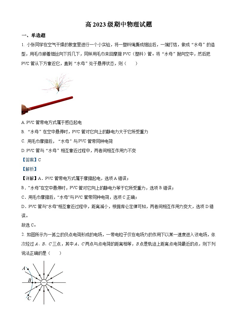 四川省阆中中学校2024-2025学年高二上学期期中检测物理试题 Word版含解析第1页