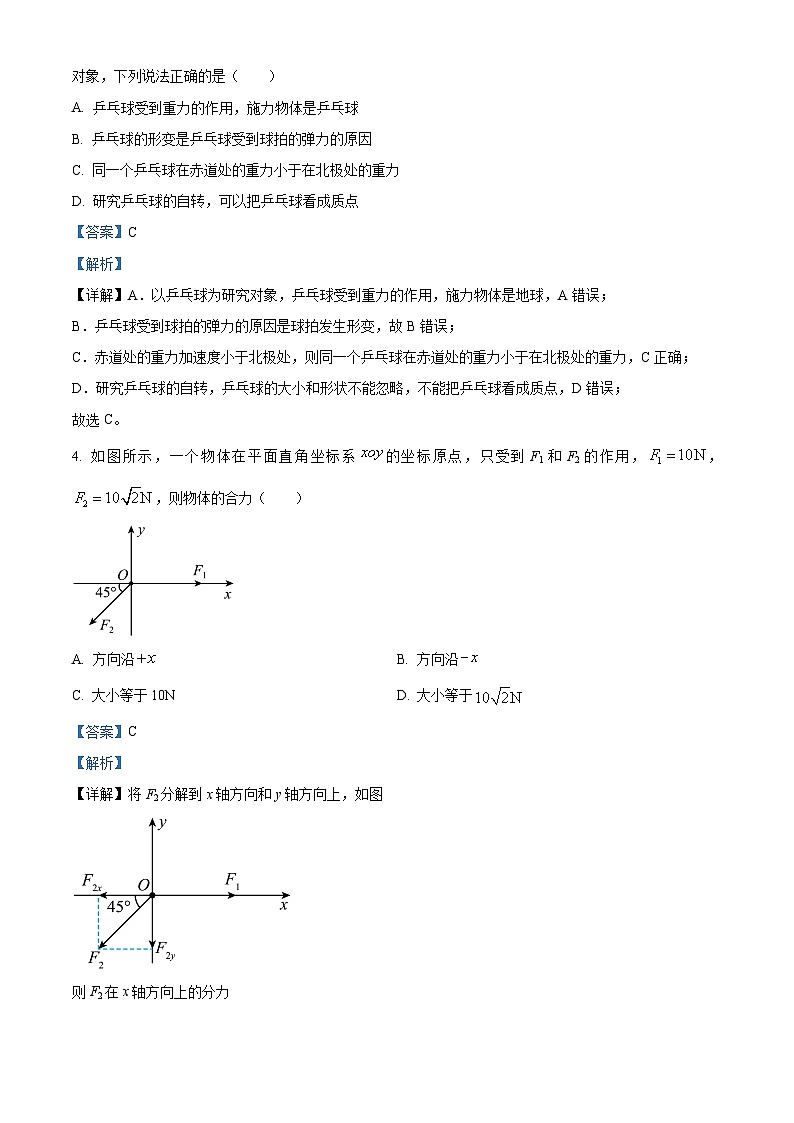 四川省攀枝花市第十五中学2024-2025学年高一上学期半期考试物理试卷 Word版含解析第2页