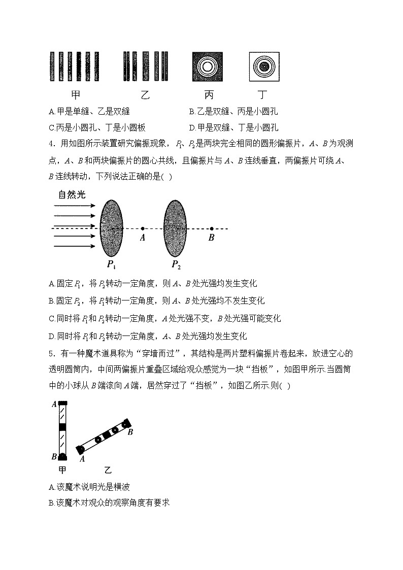 2025届高考物理一轮复习专题训练   光的干涉、衍射和偏振第2页