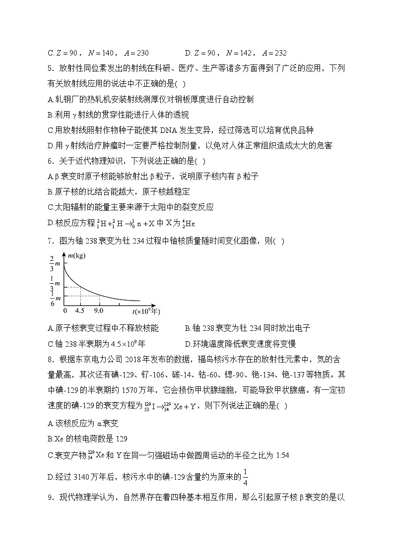2025届高考物理一轮复习专题训练   原子核与核能第2页
