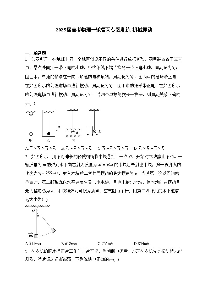 2025届高考物理一轮复习专题训练   机械振动第1页