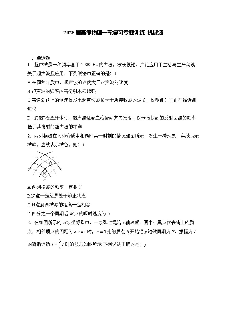 2025届高考物理一轮复习专题训练   机械波第1页