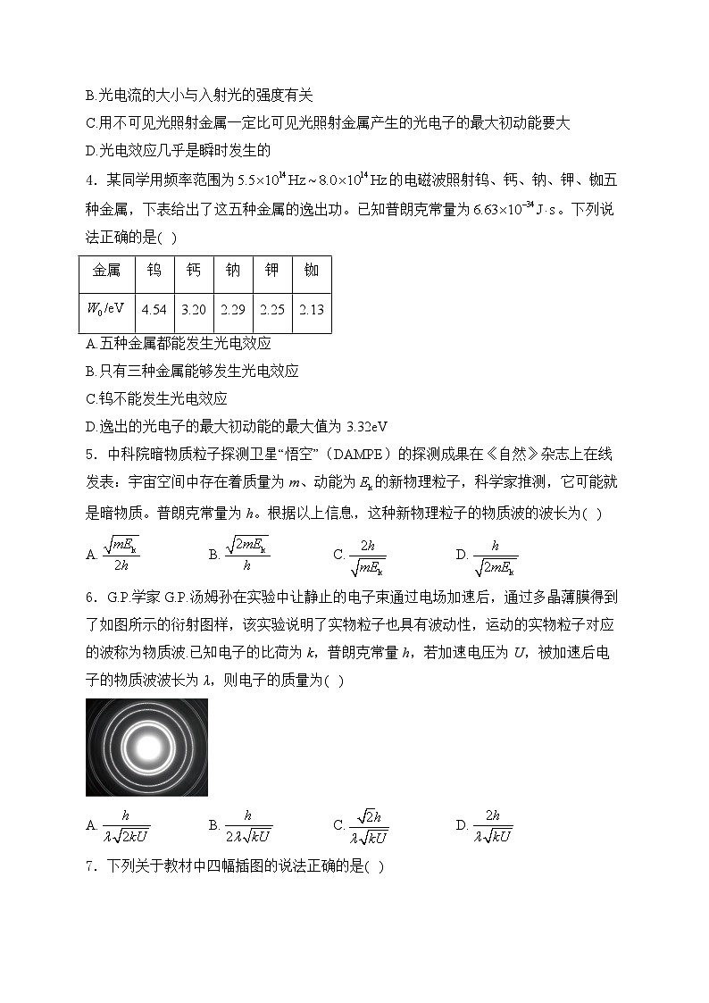 2025届高考物理一轮复习专题训练   波粒二象性第2页