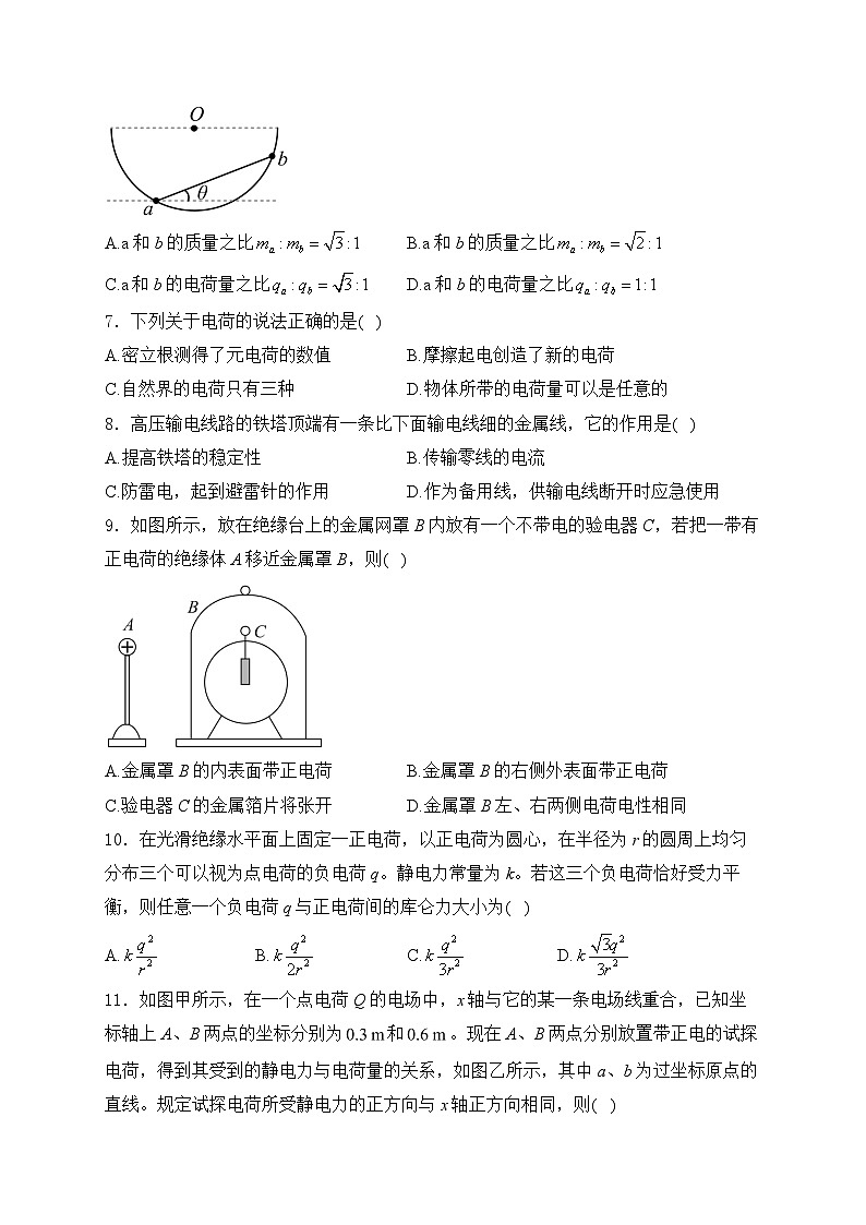 2025届高考物理一轮复习专题训练   静电力与电场场强第3页