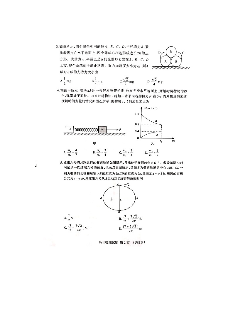 山东省泰安市2024-2025学年高三上学期11月期中物理试题第2页