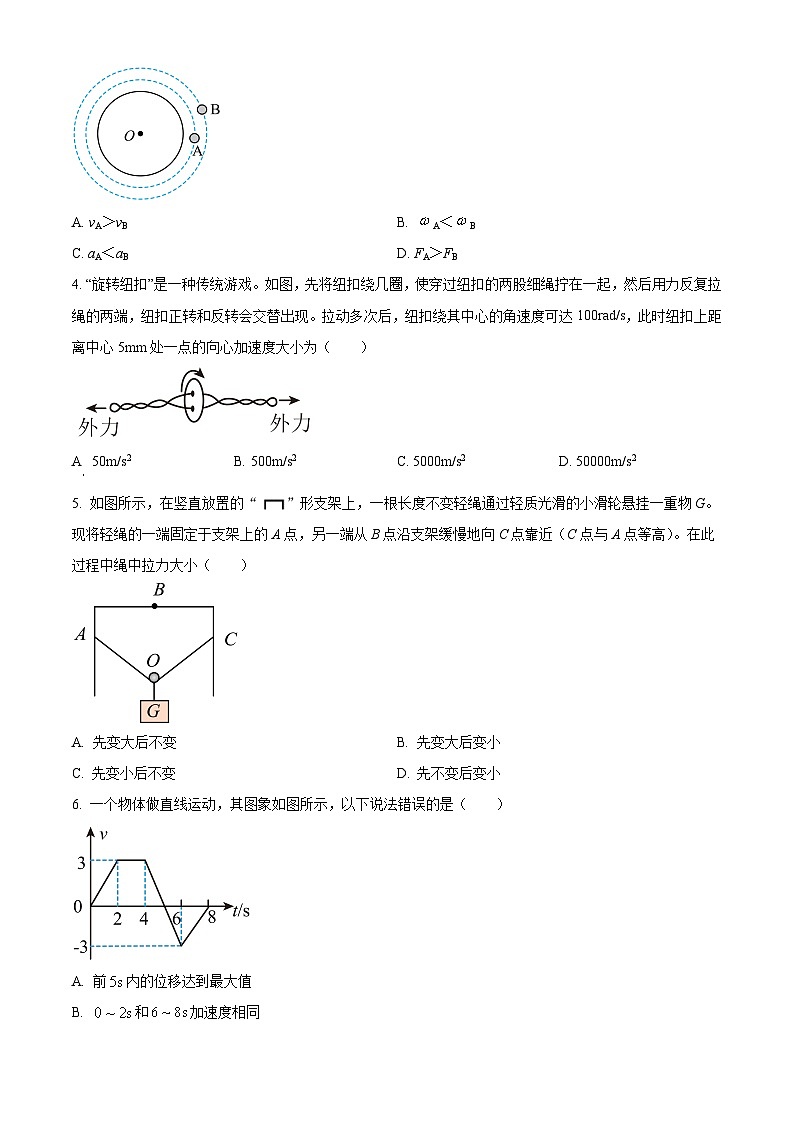 2025届四川省泸州市泸县第五中学高三上学期一模物理试题无答案第2页