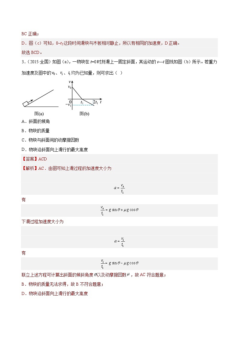专题10 牛顿运动定律的图像（解析卷）-【真题汇编】最近10年（2014-2023）高考物理真题分项汇编（全国通用）第3页