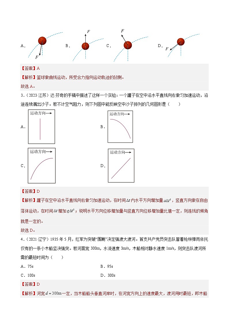 专题11 运动的合成与分解（解析卷）-【真题汇编】最近10年（2014-2023）高考物理真题分项汇编（全国通用）第2页