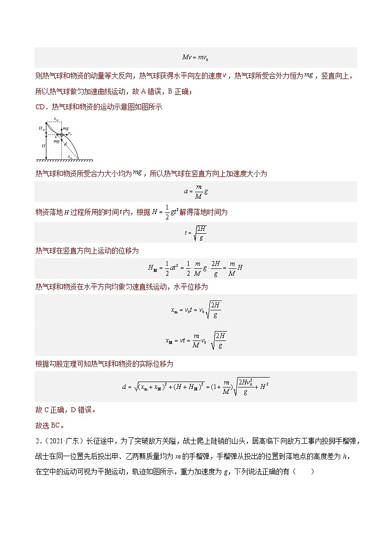 专题13 抛体运动（二）（解析卷）-【真题汇编】最近10年（2014-2023）高考物理真题分项汇编（全国通用）第2页
