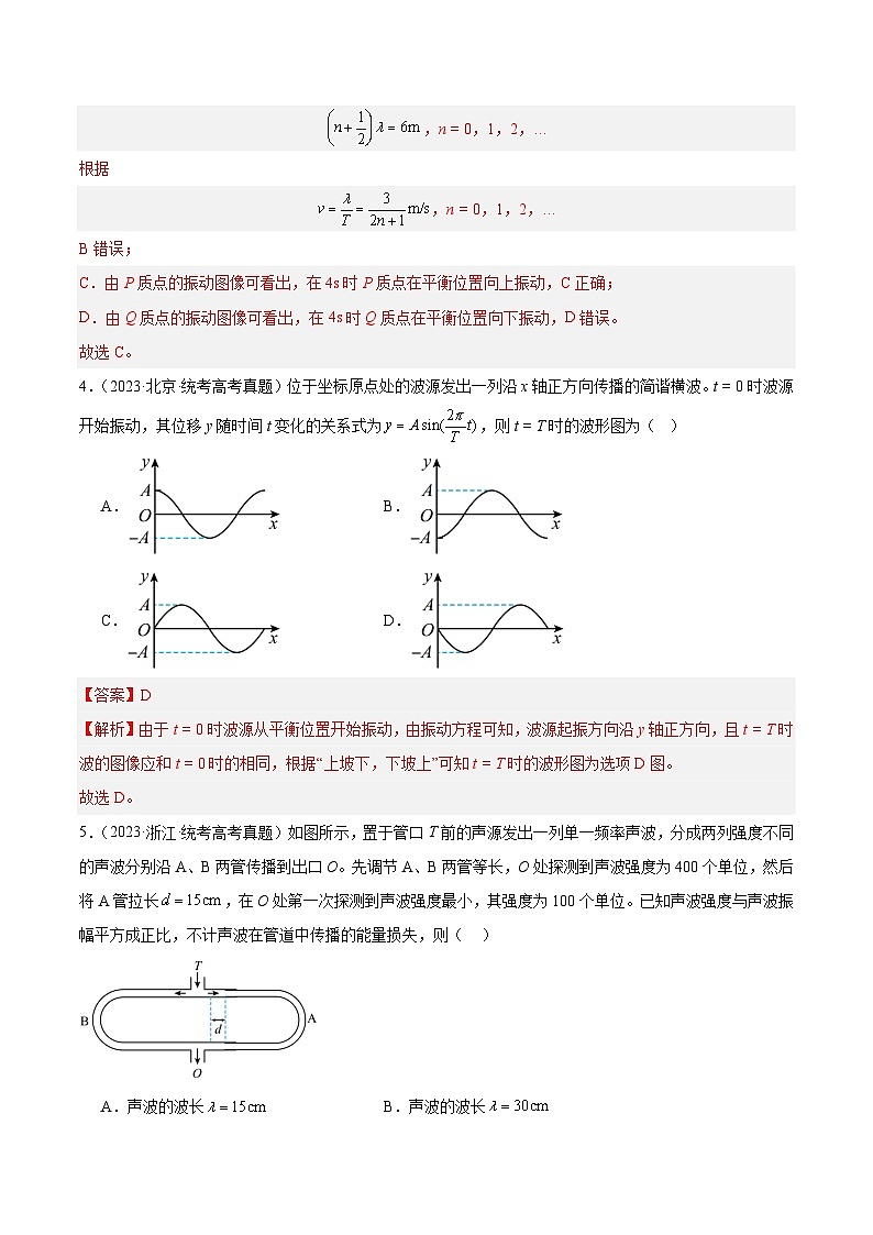专题33 机械波（一）（解析卷）-【真题汇编】最近10年（2014-2023）高考物理真题分项汇编（全国通用）第3页