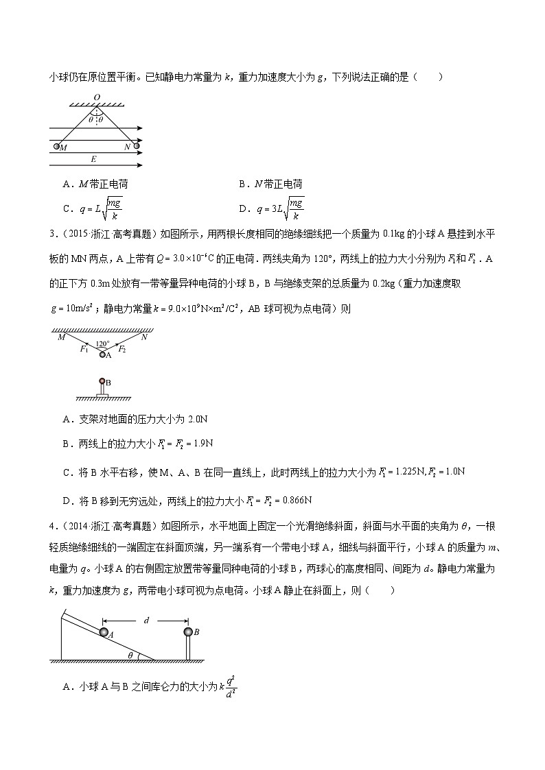 专题35 电荷间的相互作用（原卷卷）-【真题汇编】最近10年（2014-2023）高考物理真题分项汇编（全国通用）第2页