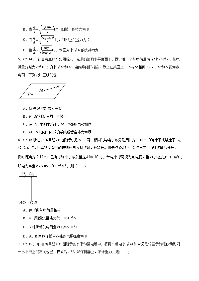专题35 电荷间的相互作用（原卷卷）-【真题汇编】最近10年（2014-2023）高考物理真题分项汇编（全国通用）第3页