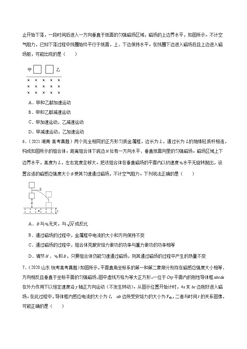 专题48 线框进出磁场问题（原卷卷）-【真题汇编】最近10年（2014-2023）高考物理真题分项汇编（全国通用）第3页