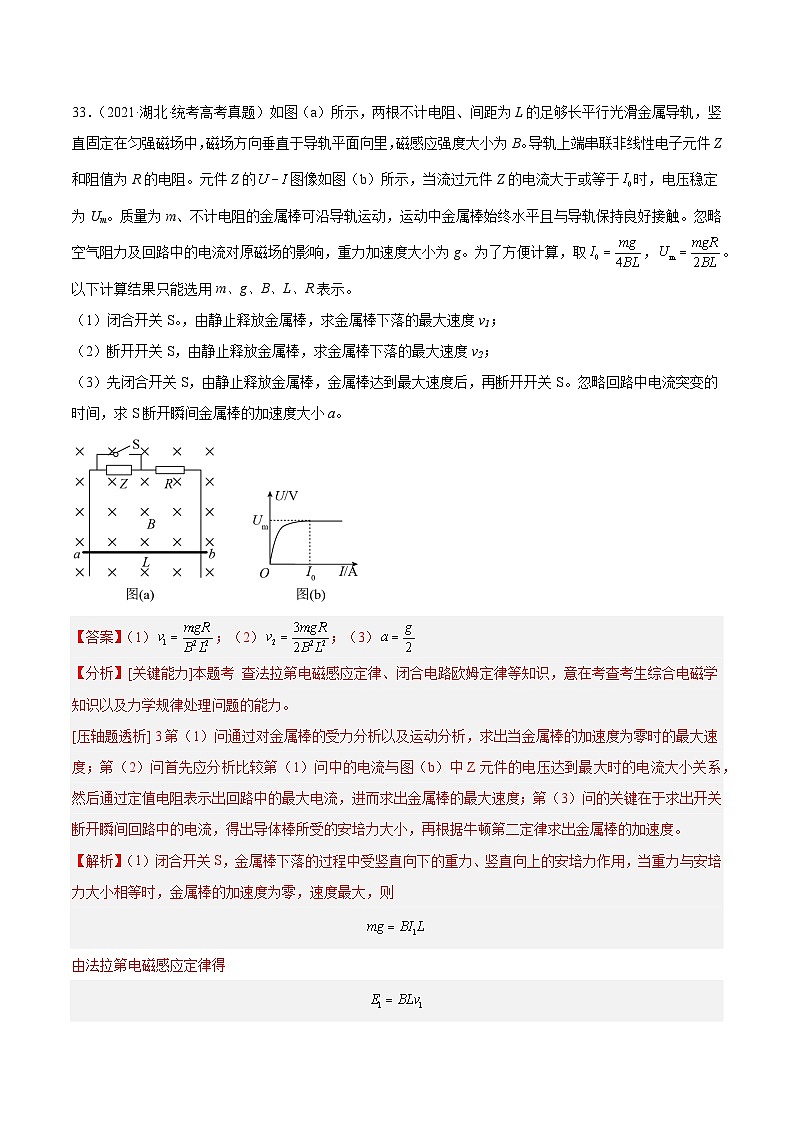 专题50 导体棒在导轨上运动问题（二）（解析卷）-【真题汇编】最近10年（2014-2023）高考物理真题分项汇编（全国通用）第3页