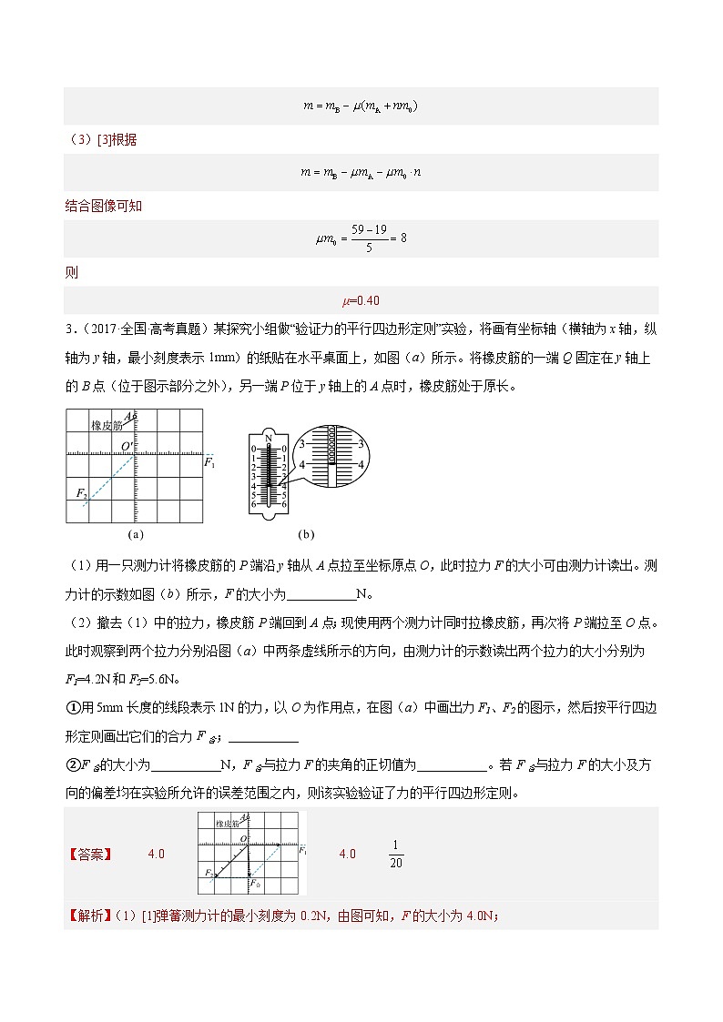 专题71 实验二：力的平行四边形定则和测量动摩擦因数（解析卷）-【真题汇编】最近10年（2014-2023）高考物理真题分项汇编（全国通用）第3页