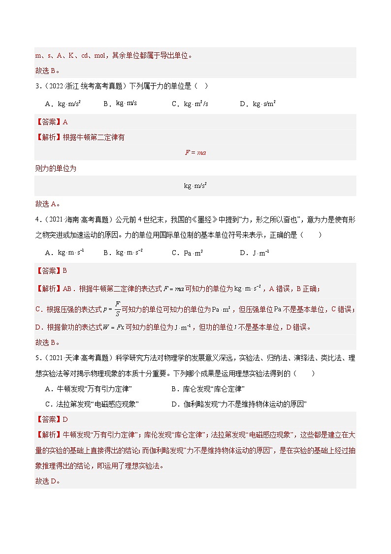 专题82 物理常识（解析卷）-【真题汇编】最近10年（2014-2023）高考物理真题分项汇编（全国通用）第2页