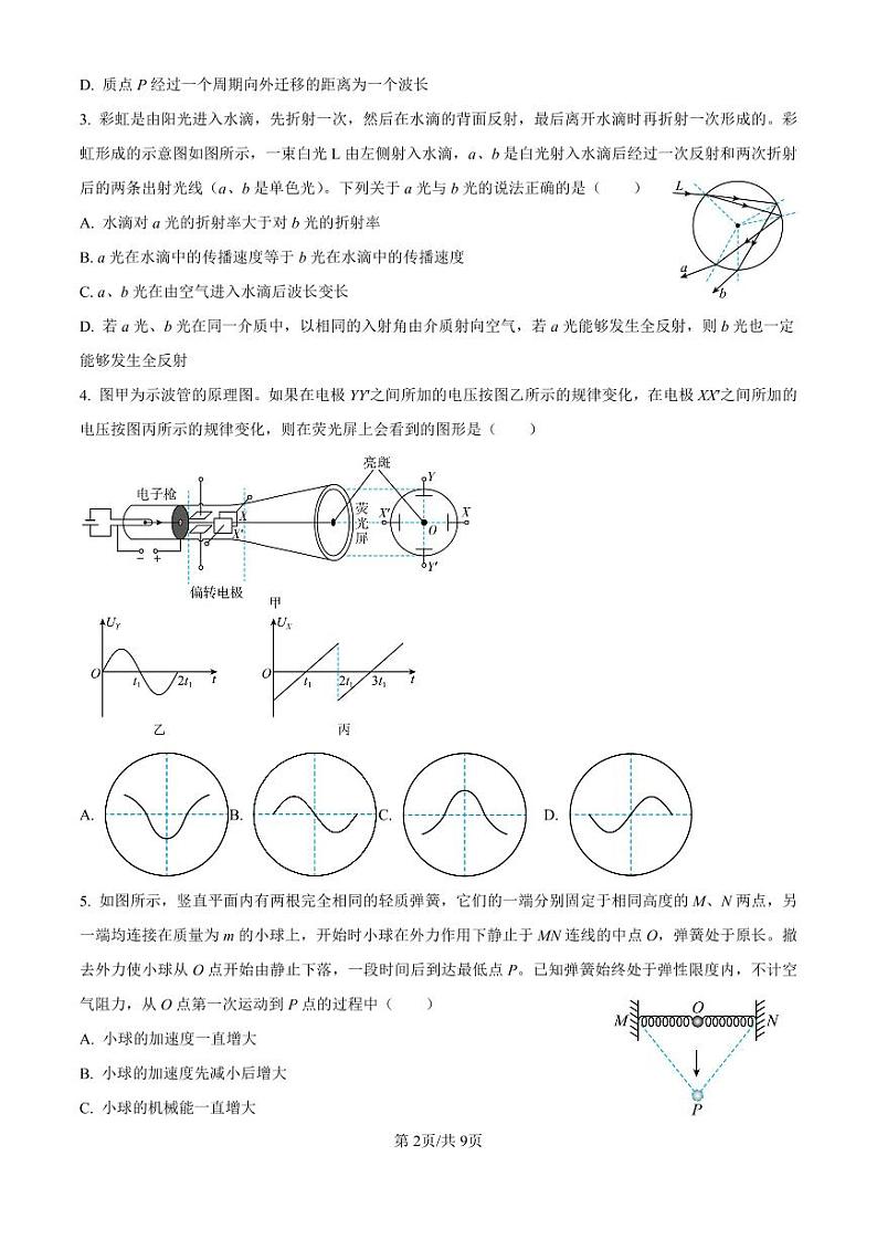 云南省昆明市第一中学2025届高三上学期高考第四次联考-物理试题+答案第2页