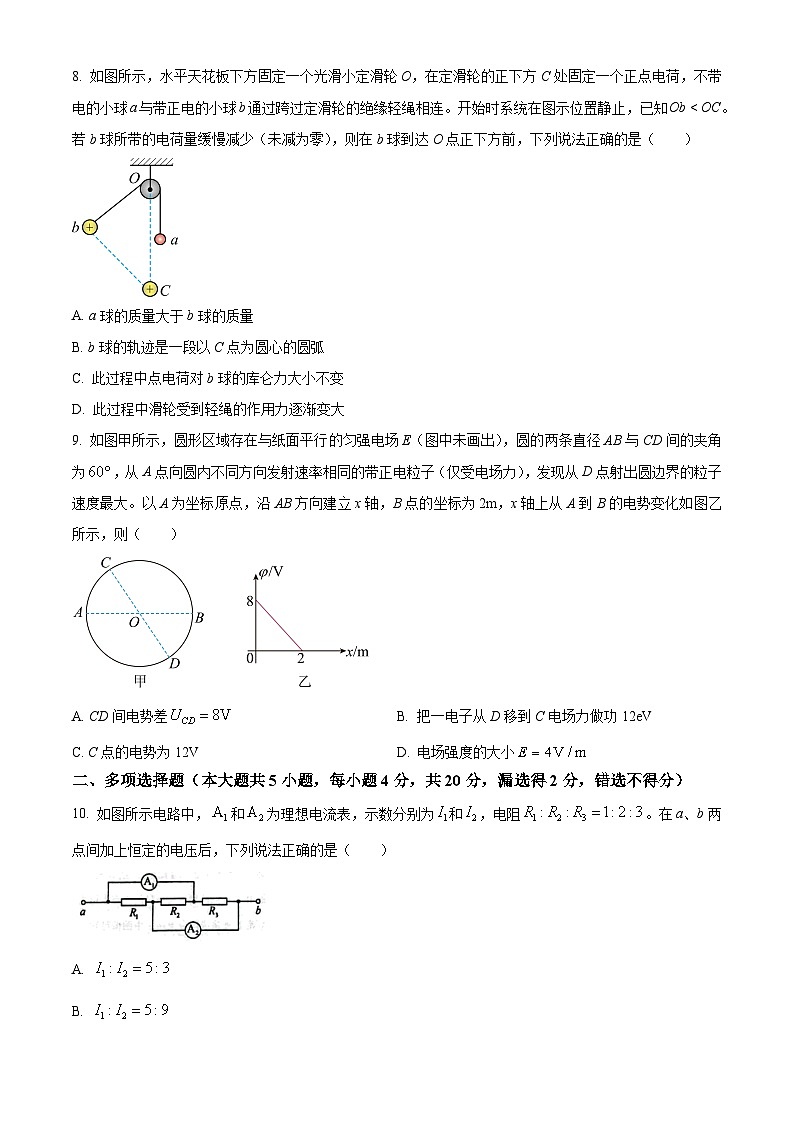 黑龙江省大庆市实验中学实验二部2024-2025学年高二上学期期中考试物理试卷 Word版无答案第3页