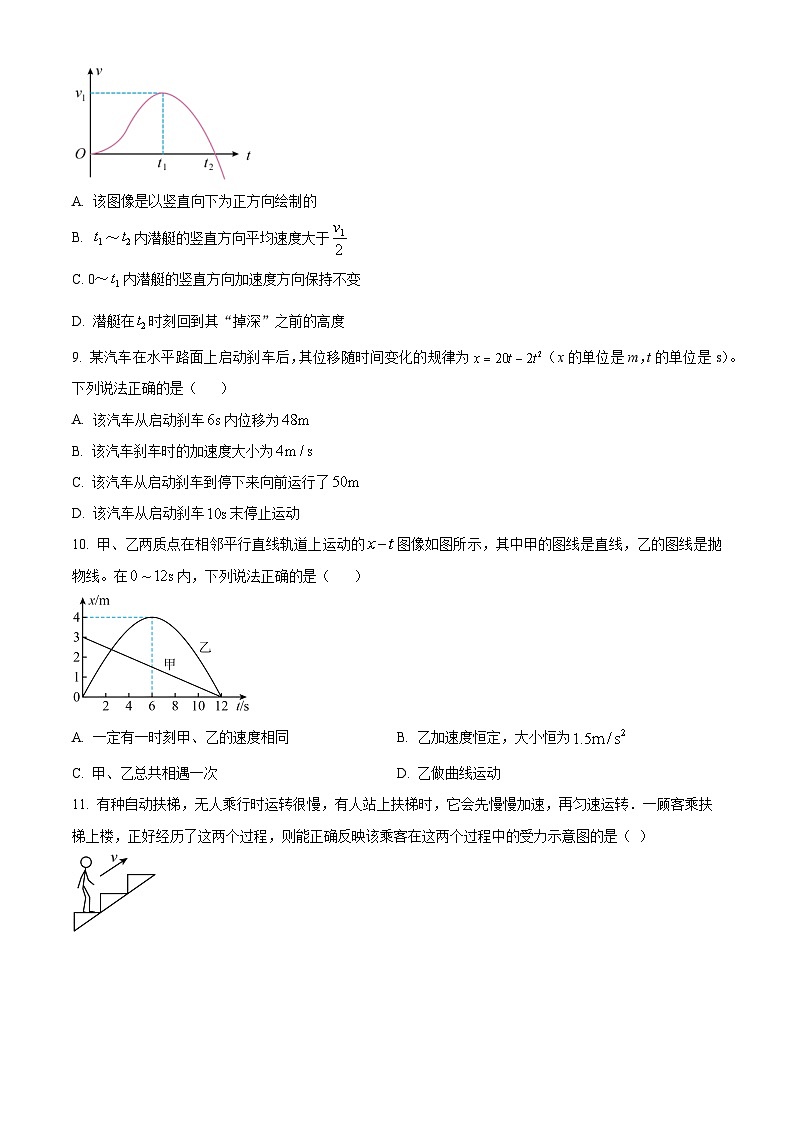 浙江省杭州市钱塘联盟2024-2025学年高一上学期11月期中考试物理试题 Word版无答案第3页