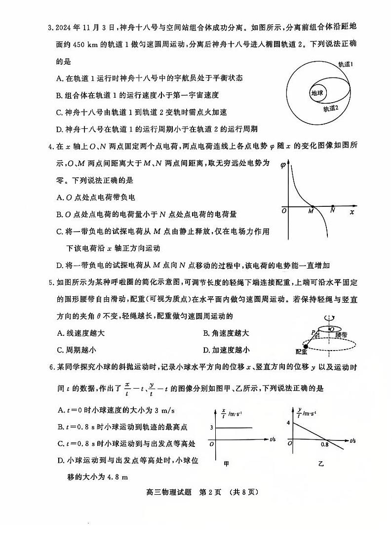 2025山东省名校考试联盟高三上学期12月阶段性检测物理试题PDF版含答案第2页