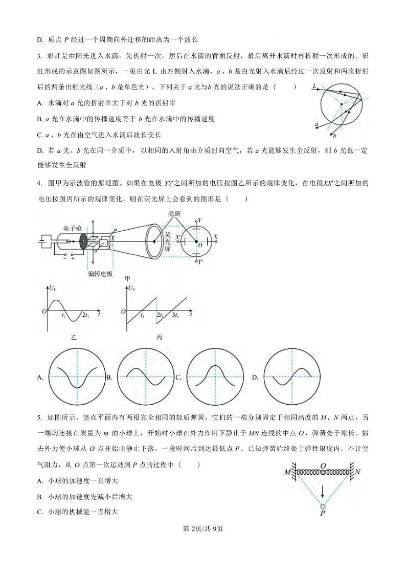 物理丨云南省昆明市第一中学2025届高三上学期11月第四次联考物理试卷及答案第2页