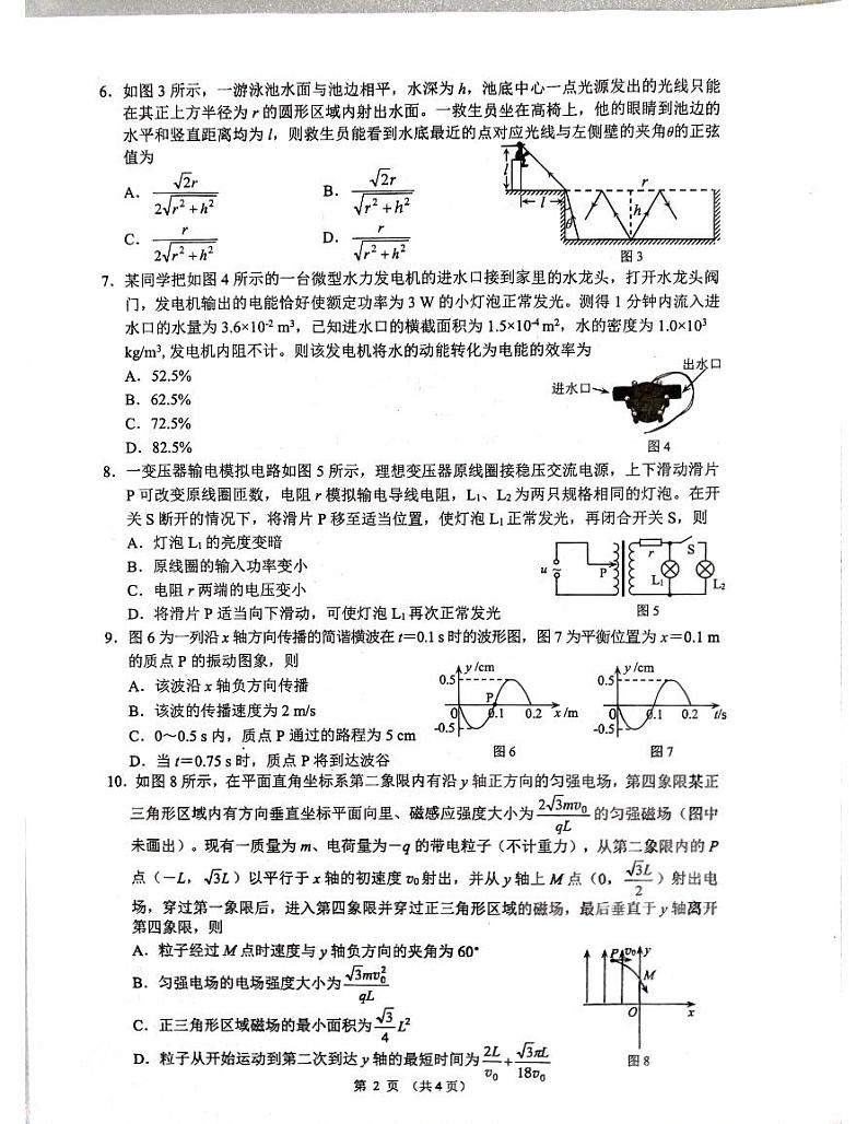 2025届广西壮族自治区柳州市高三上学期一模物理试题第2页